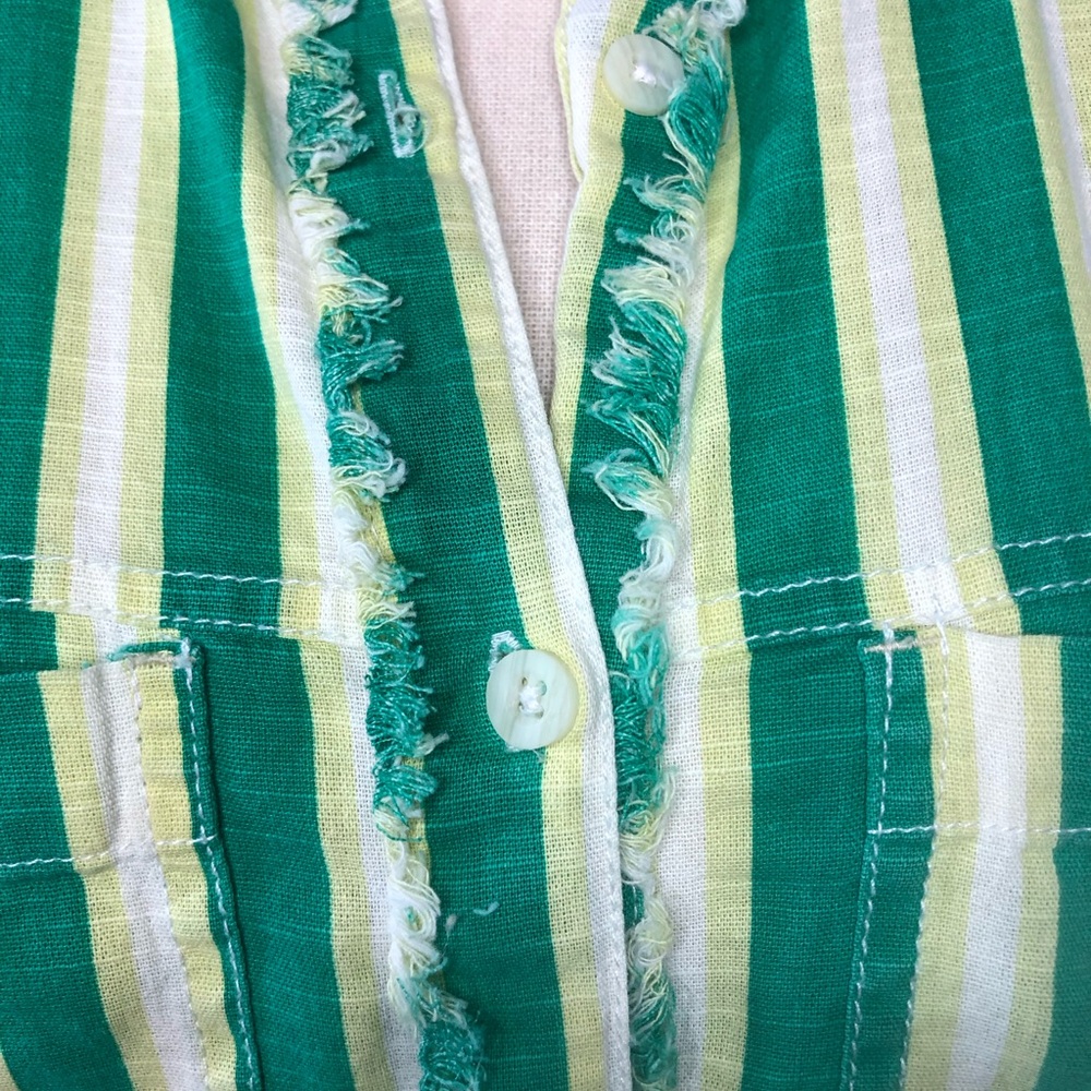 Free People We The Free Green Striped Shirt Midi Dress size S - Picture 10 of 13